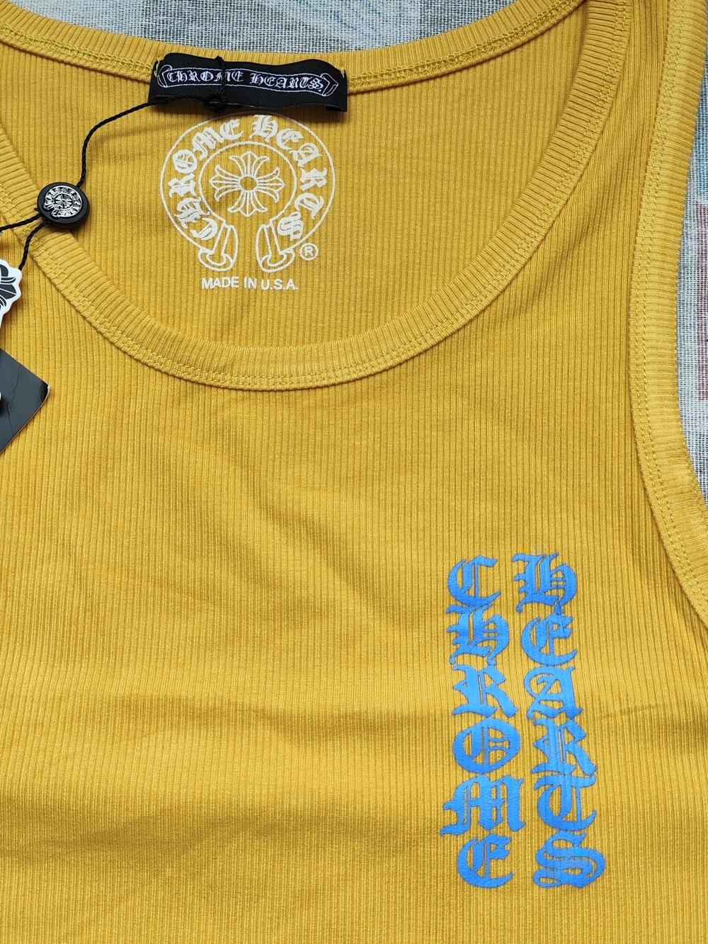 Yellow Graphic Tank Top with Blue Accents - Picture 2 of 8